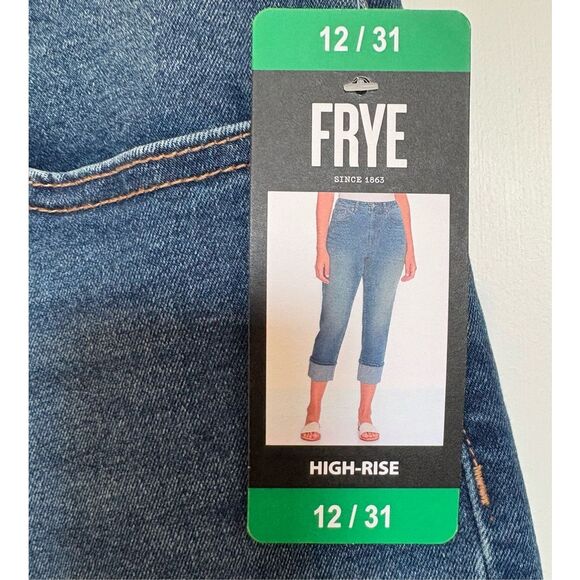 FRYE - NWT - L Sz 12 High Waist Straight-Leg Cropped Jeans in Amari Wash. - Picture 4 of 14